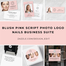 Blush Pink Script Photo Logo Makeup Business Suite