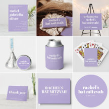 Purple Lavender Modern Typography Bat Mitzvah