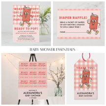 She is ready to pop Baby Shower Retro Red Gingham 