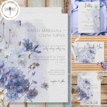 Modern Periwinkle Blue Watercolor Wildflowers