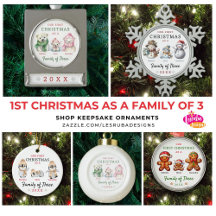 First Christmas as Family of Three Ornaments