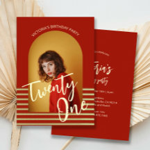 Bright Gold Glitter Photo 21st Birthday Collection