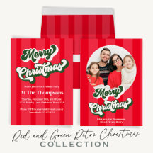 Retro Red and Green Merry Christmas 