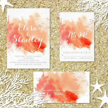 Coral reef watercolor wedding collection