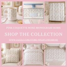 Pink Coquette Rose Monogram Home Collection