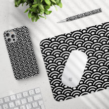 Seigaiha, Waves, Japanese Pattern, Black and White