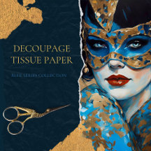 Blue & Gold Goddess Decoupage Tissue Paper