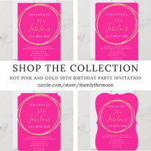 hot pink and gold 50th birthday party Invitation