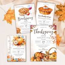 Rustic Pumpkins & Pies   Watercolor Thanksgiving 