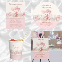 PINK TEDDY BEARLY WAIT BABY SHOWER 