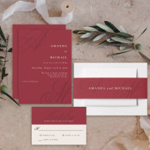 Cranberry Red Modern Minimal Wedding