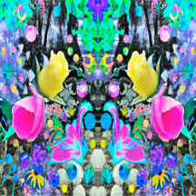 Stargazer Lily, Rose and Pink Hibiscus Collage