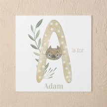 Watercolor Whimsical Animal Letter Wall Art
