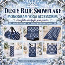 Dusty Blue Snowflake Monogram Yoga Accessories