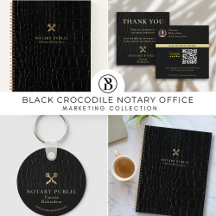 Chic Black Crocodile Gold Notary Marketing