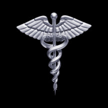 Classy Medical Silver Caduceus on Black