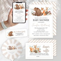 Brown woodland forest animals baby shower