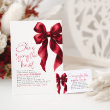 Dark Red Bow Bridal Shower Invitation Collection