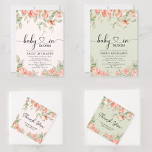 Elegant peonies floral Baby in Bloom Baby Shower