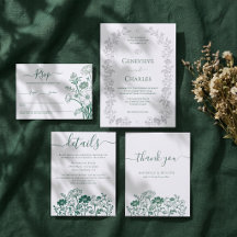 Botanical Boho Wildflower Letterpress Wedding