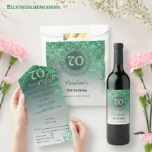 Beautiful Green Glitter   70th Birthday