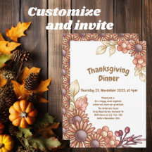 Boho Thanksgiving Dinner invitations
