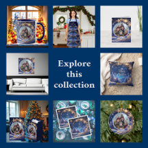 Magical Christmas time - golden snowflakes on blue