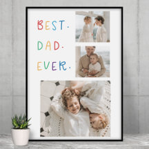 Modern Collage Photo Colorful Best Dad Ever Gift 