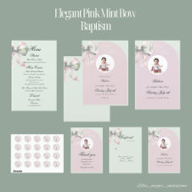 Elegant Pink Mint Bow Baptism for Baby Girl