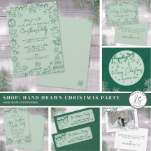 Hand Drawn Green Whimsical Christmas Holiday