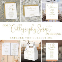 Simple Romantic Gold Elegant Script  Wedding Suite