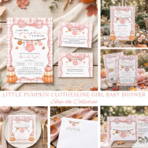 Little Pumpkin Clothesline Pink Girl Baby Shower