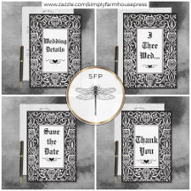 Vintage Gothic Black White Roycroft Frame Wedding