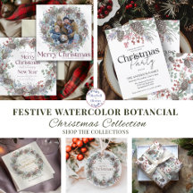 Festive Watercolor Botanical Christmas Collection