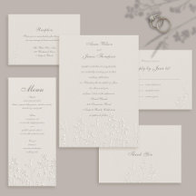 Wildflowers Faux Embossed Ecru Wedding
