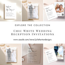 Chic White Wedding Reception Invitations