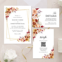 Burgundy Red Floral Geometric Wedding Collection