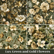 Elegant Lux Sage Green and Gold Flowers Collection