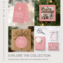 Modern Pink Christmas Gift Wrapping & Decor