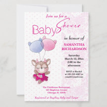 Baby Shower. Pink Baby Deer