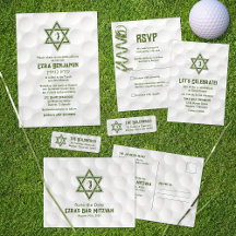 Golfing Theme Golf Bar Mitzvah Invitation Suite