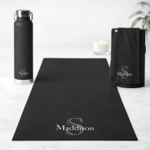 Custom Name Monogram Black Gray Sports & Apparel