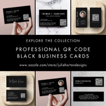 Professional QR Code Black Business Cards