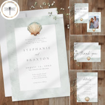 Seashell Watercolor Minimalist Beach Wedding