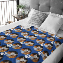 Personalized Pet Photo Blankets with Paw Prints
