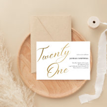 Gold & White   Brush Script Adult Birthday Party