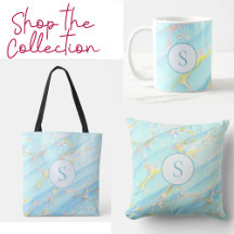 Personalized Monogram Blue Water Marble Designs