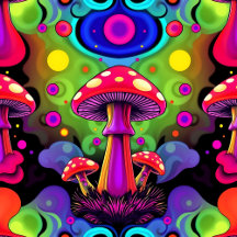 Retro Psychedelic Mushrooms with Vintage Vibes
