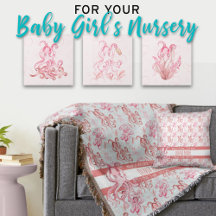 Cute Coral Pink Sea Life Octopus Nursery + Gifts