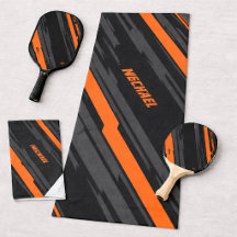 Modern Black Orange Geometric Custom Name
